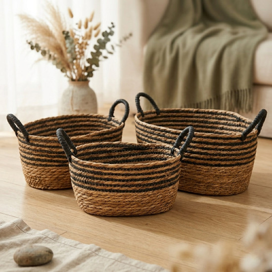 Straw Basket Set 3 Pcs